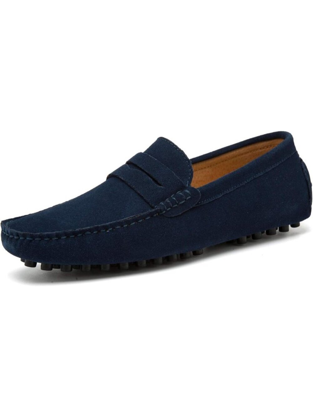 Go Tour Men's Dark Blue Suede Leather Loafers Slip On Flats Comfortable Shoes